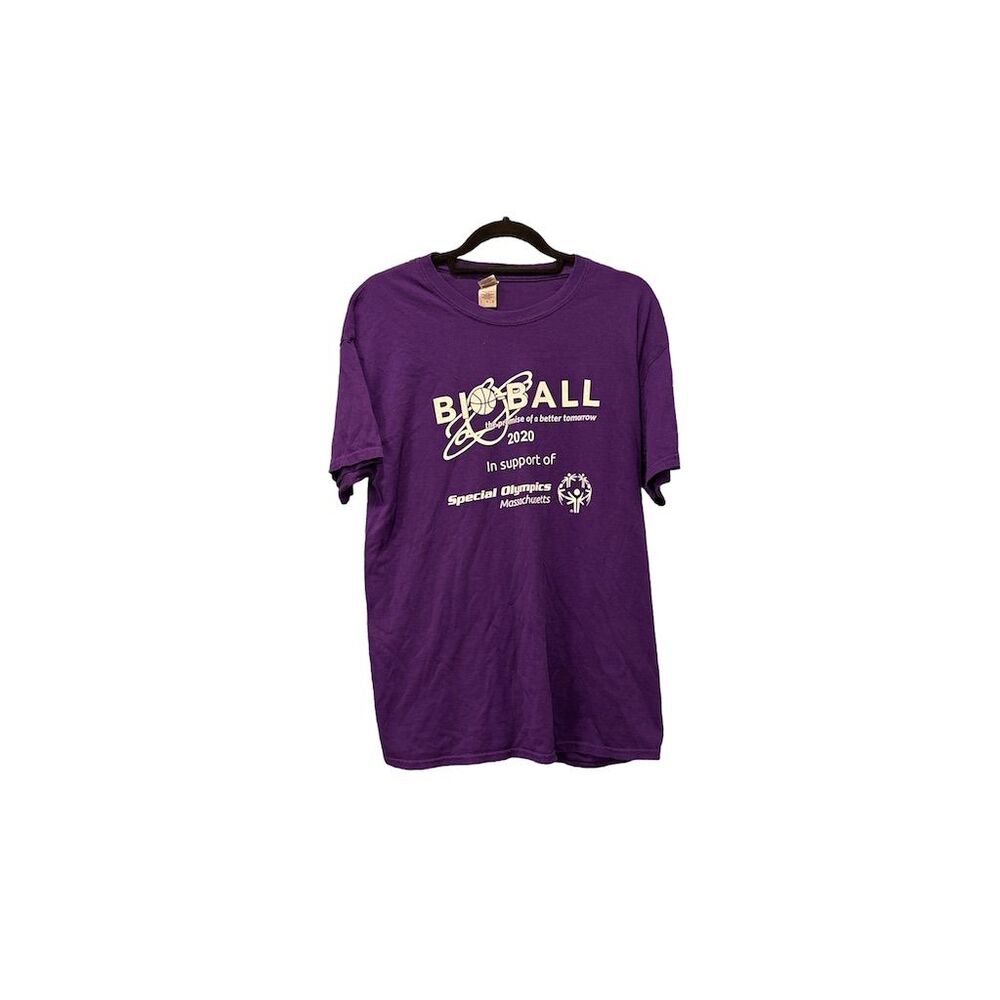 Gildan Purple T-Shirt L Special Olympics Supporter Event Graphic Print